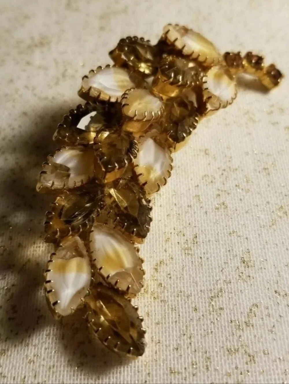 Lovely Autum Fall Vintage Spray Givre Glass Stones Brooch Pin